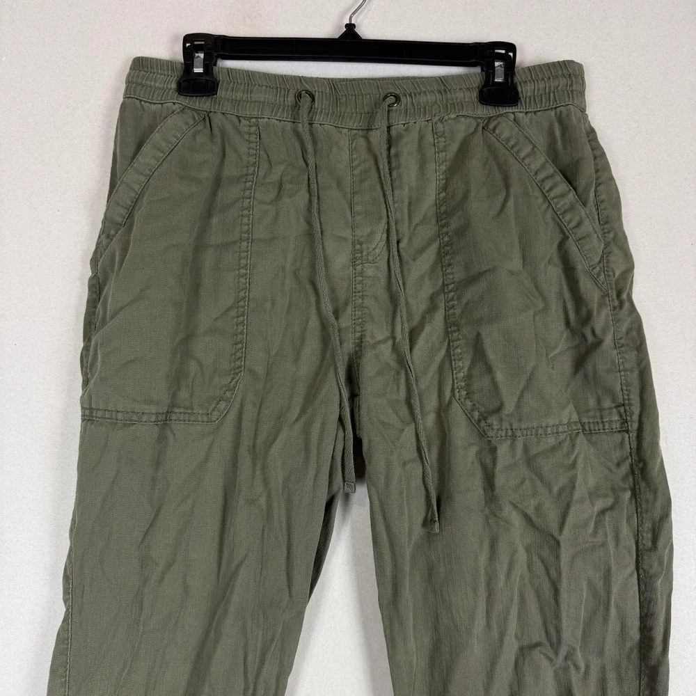 Supplies Pants Mens Large Green Canvas‎ Jogger Elastic Waist Cuffed Casual